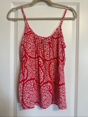GAP Red and White Floral Spaghetti-Strap Tank